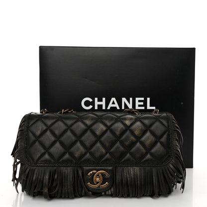 Chanel Metallic Calfskin Quilted Large Into The Fringe Flap Black 11 of 11