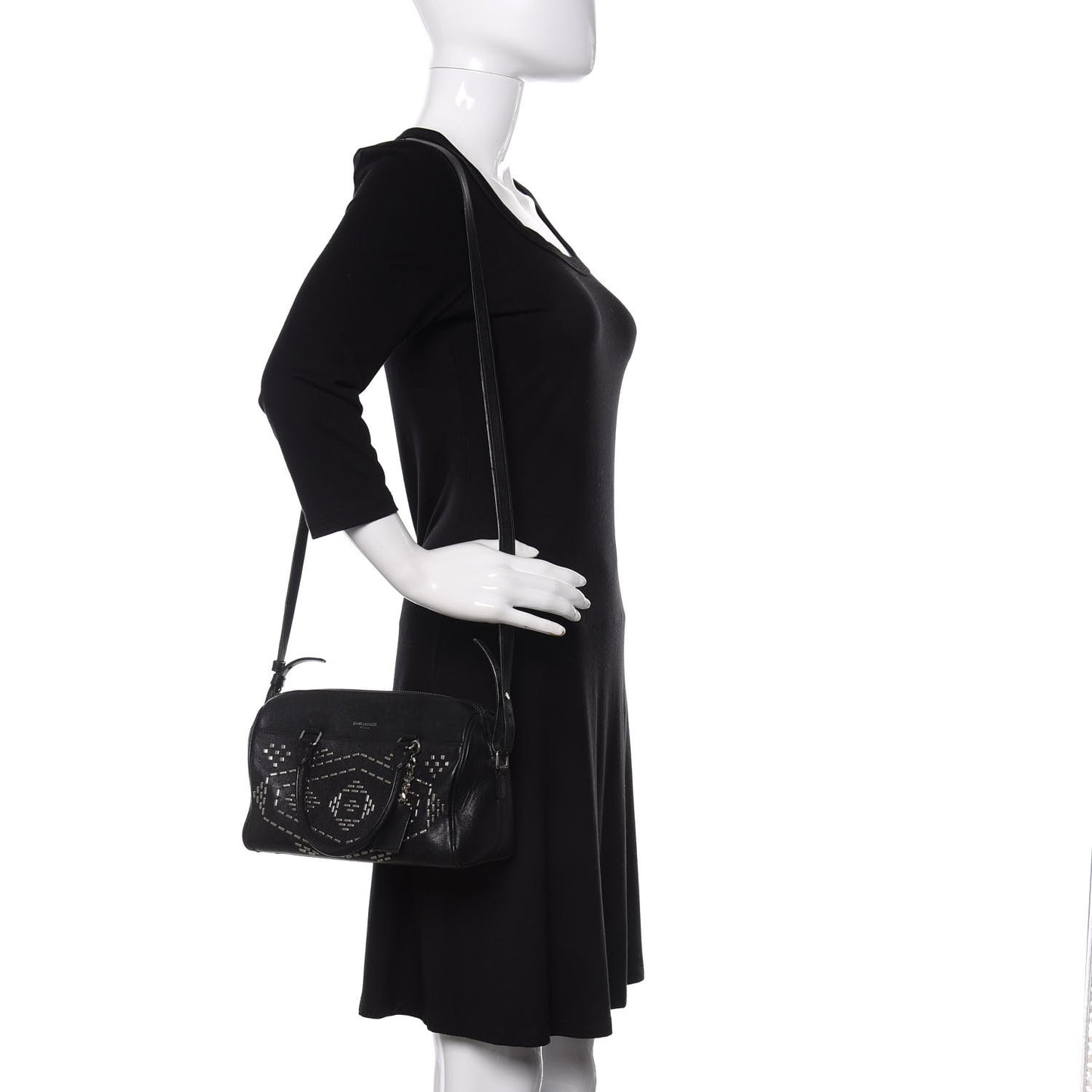 Calfskin Studded Classic Baby Duffle Black
