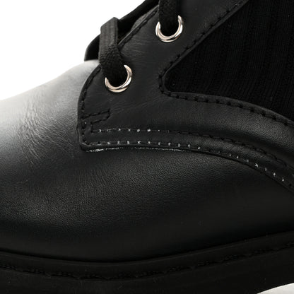 Fendi Calfskin Stretch Fabric Rockoko Biker Boots 38 Tobacco Black Marino 8 of 8