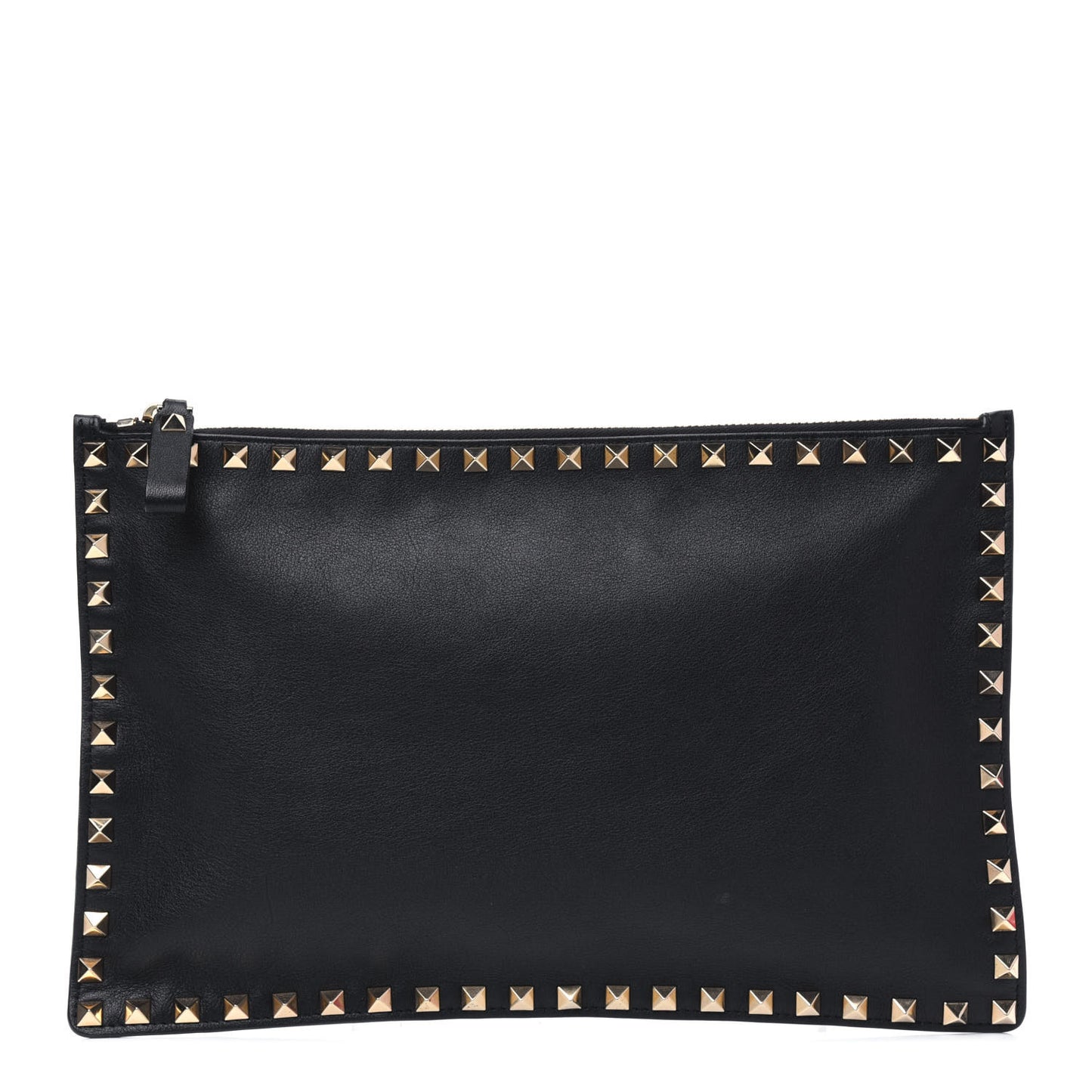 Vitello Large Rockstud Zip Pouch Black