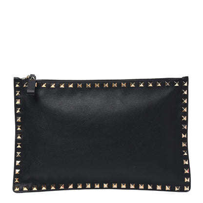 Valentino Garavani Vitello Large Rockstud Zip Pouch Black 1 of 9