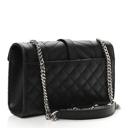 Saint Laurent Grain De Poudre Tri-Quilt Small College Monogram Satchel Black 3 of 10