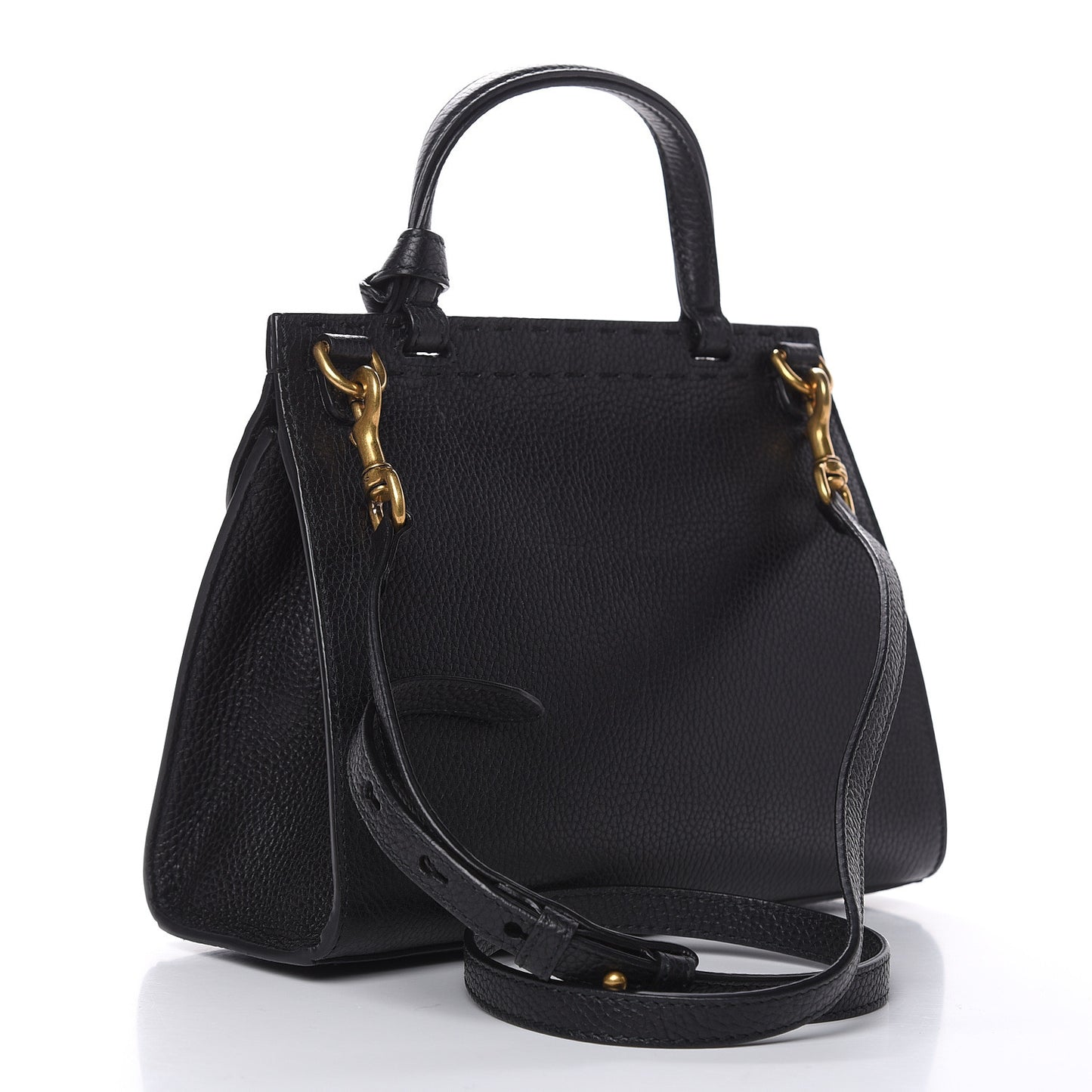 Calfskin Mini GG Marmont Top Handle Bag Black