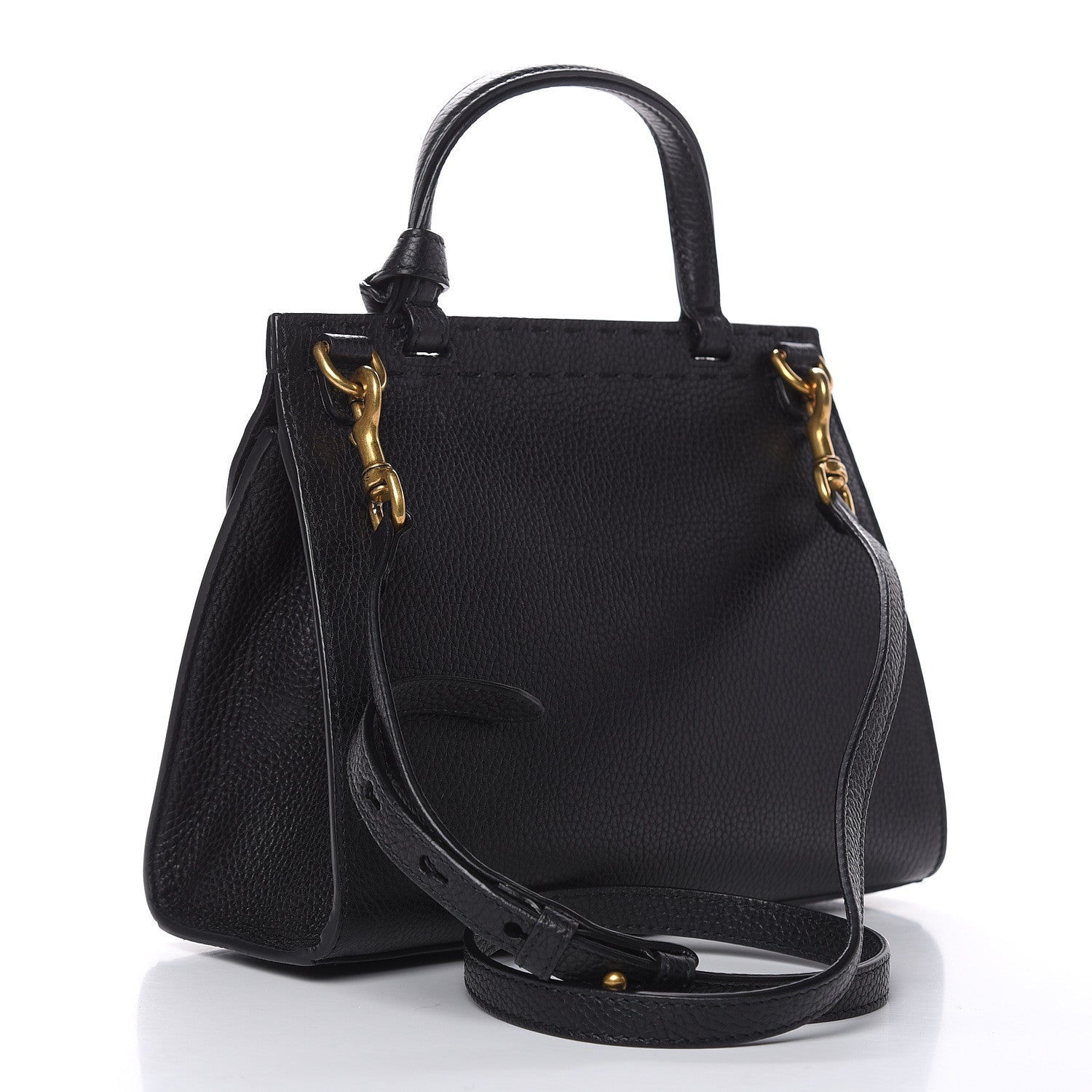 Gucci Calfskin Mini GG Marmont Top Handle Bag Black 3 of 10