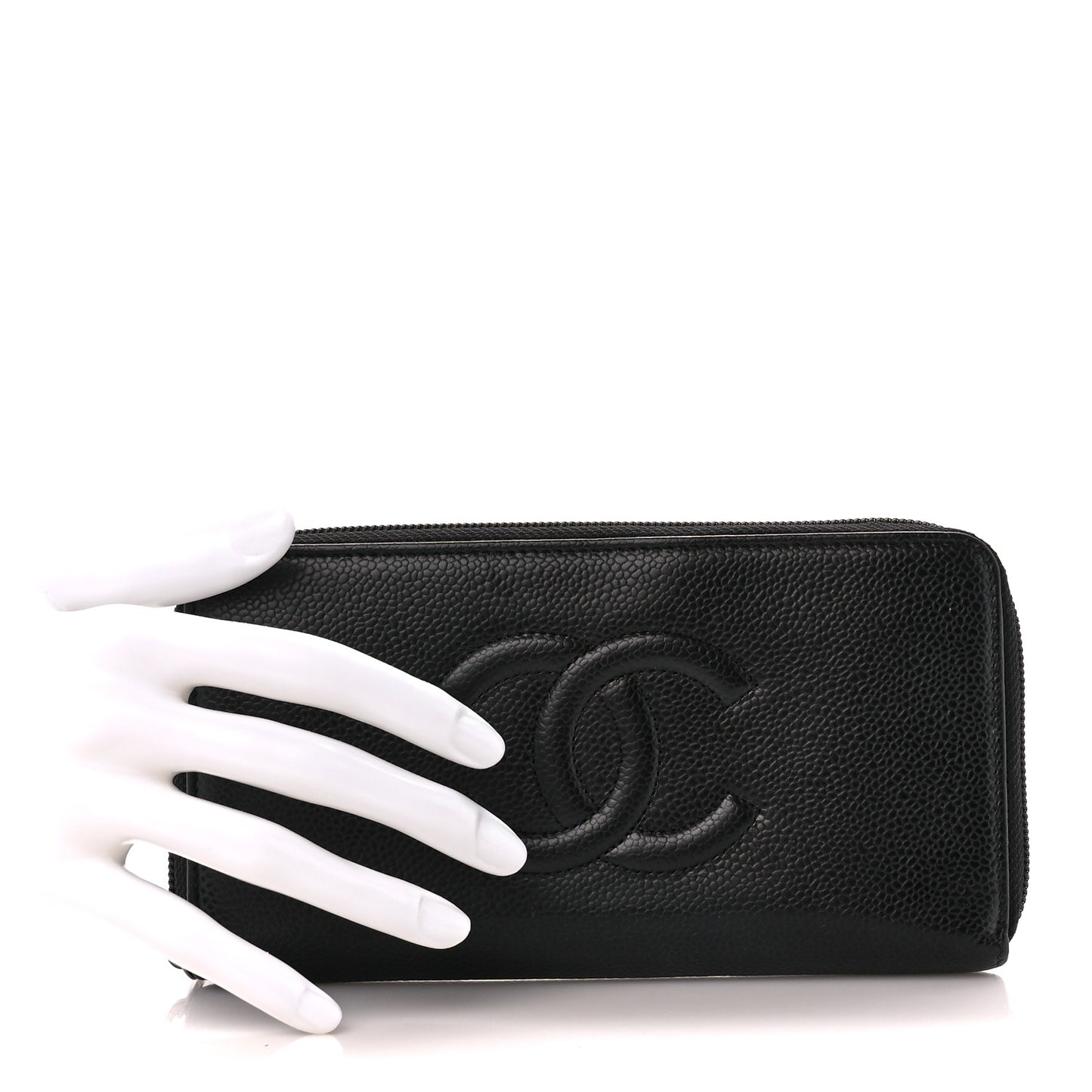 Caviar Large Timeless CC Zip Around Wallet Black
