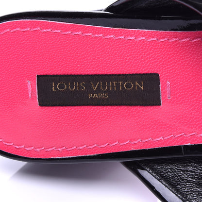 Louis Vuitton Calfskin Embossed Monogram Patent Heeled Thong Sandals 40 Pink 8 of 11