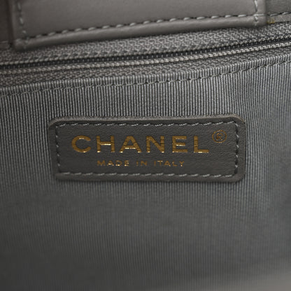 Chanel Calfskin Chevron Quilted Statement Shopping Tote Grey 6 of 11
