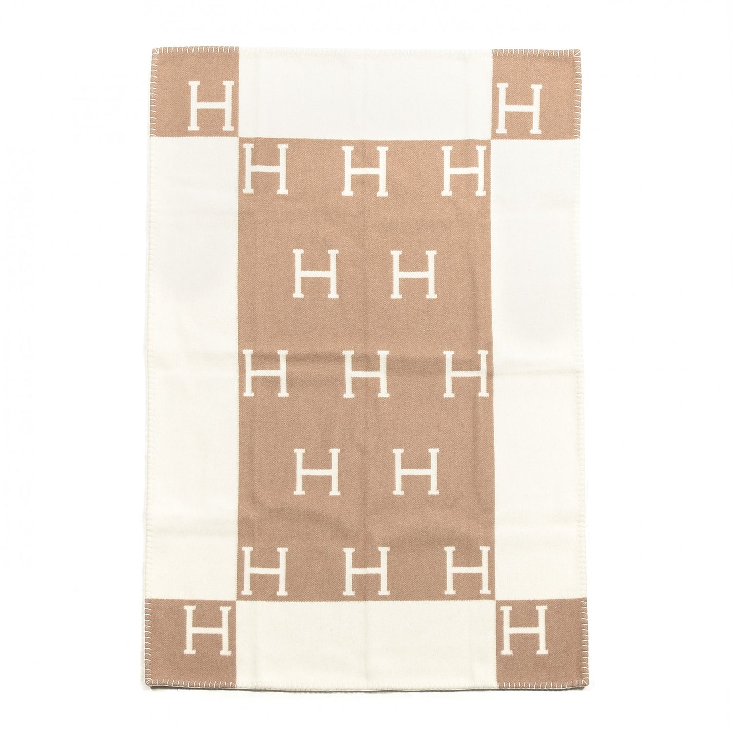 Wool Cashmere Avalon Baby Blanket Noisette Moyen White
