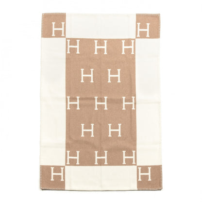 Hermes Wool Cashmere Avalon Baby Blanket Noisette Moyen White 1 of 4