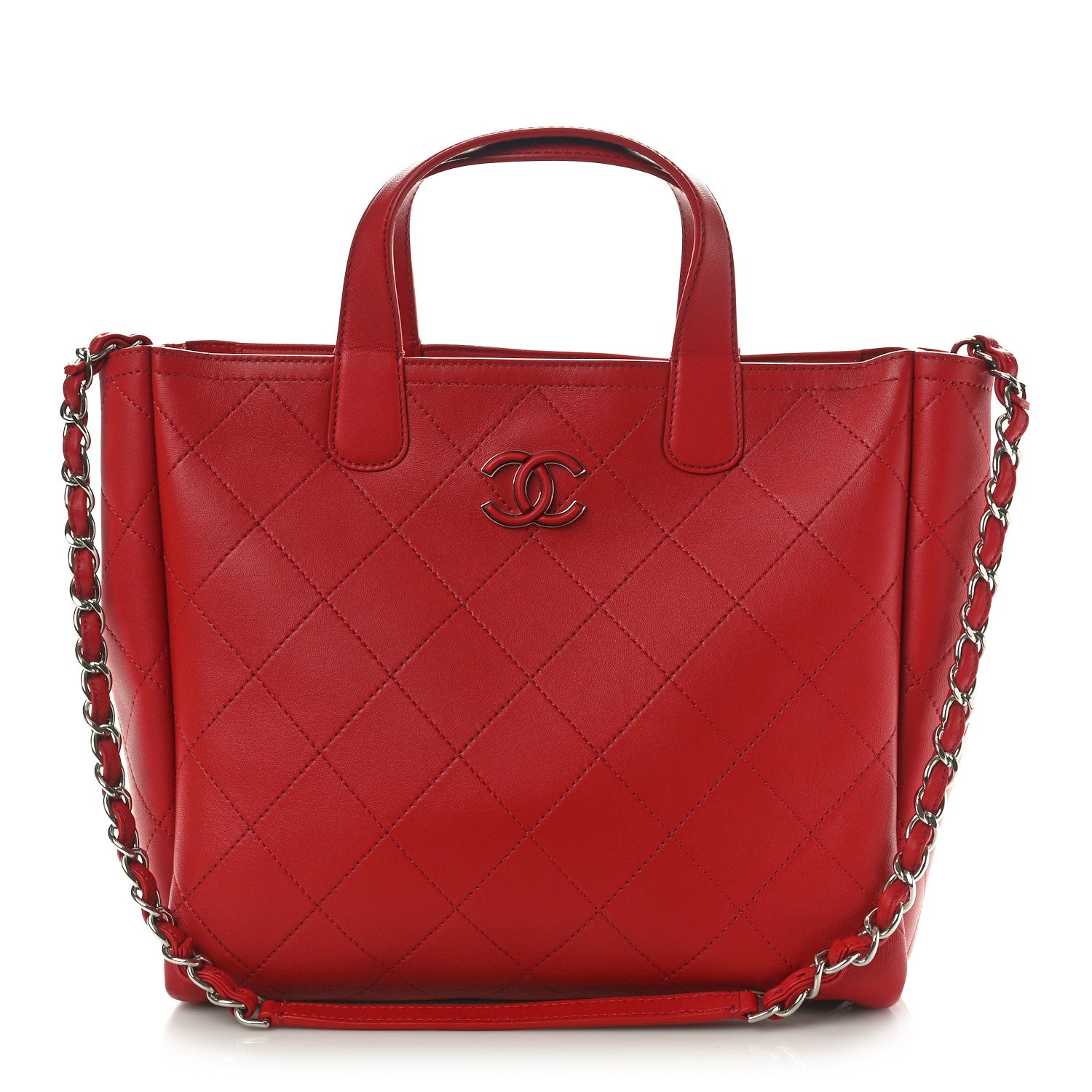 Chanel Bullskin Stitched Medium Shopping Bag Red 1 of 10