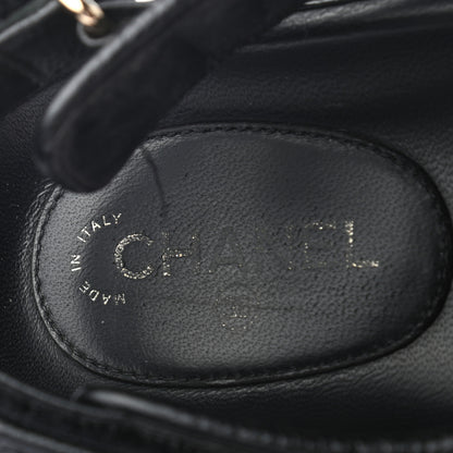 Chanel Grained Calfskin Velcro Dad Sandals 38.5 Black 7 of 9