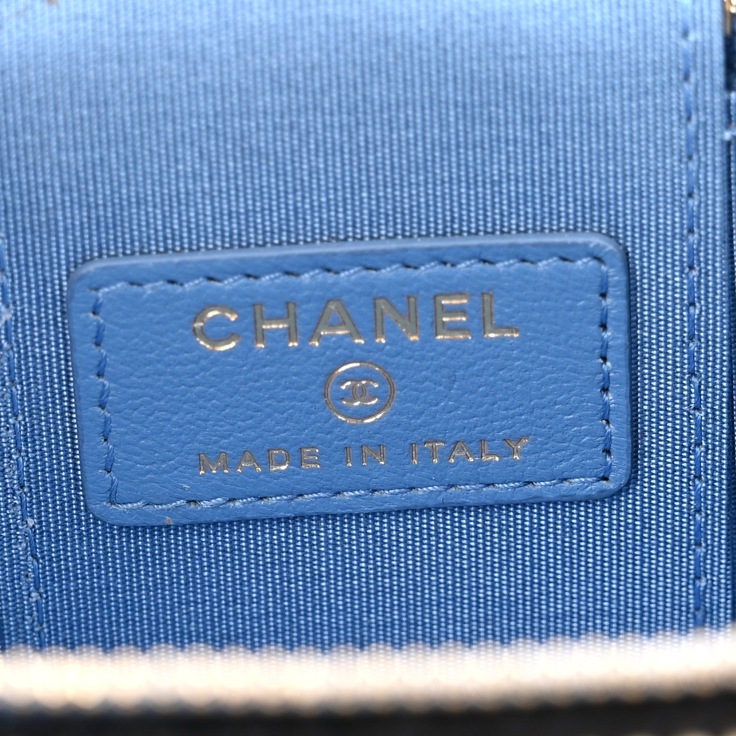 Chanel Lambskin Crochet Mini Vanity Case With Chain Blue Multicolor 6 of 13