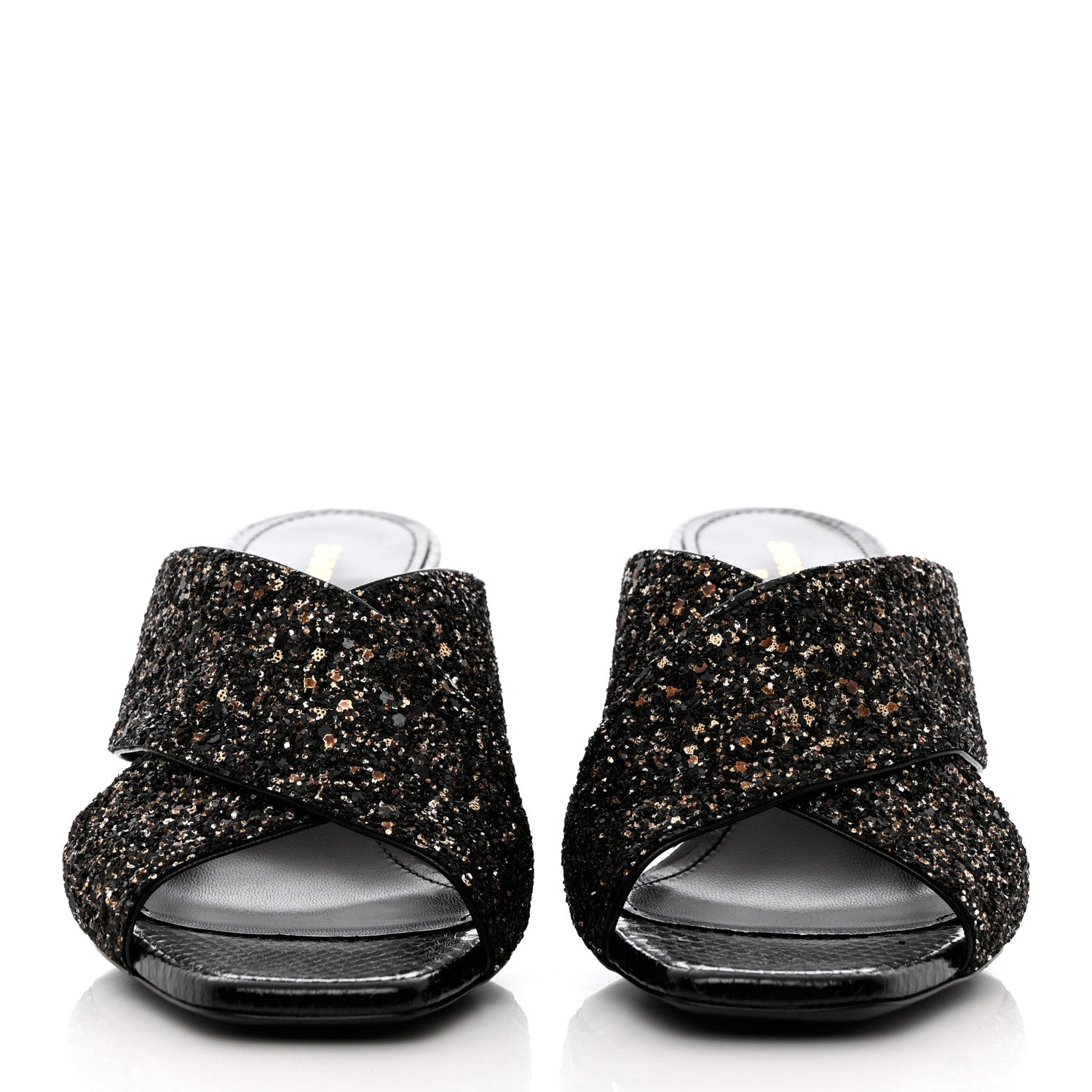 Saint Laurent Glitter LouLou 70 Mule Sandals 35 Black Gold 2 of 10