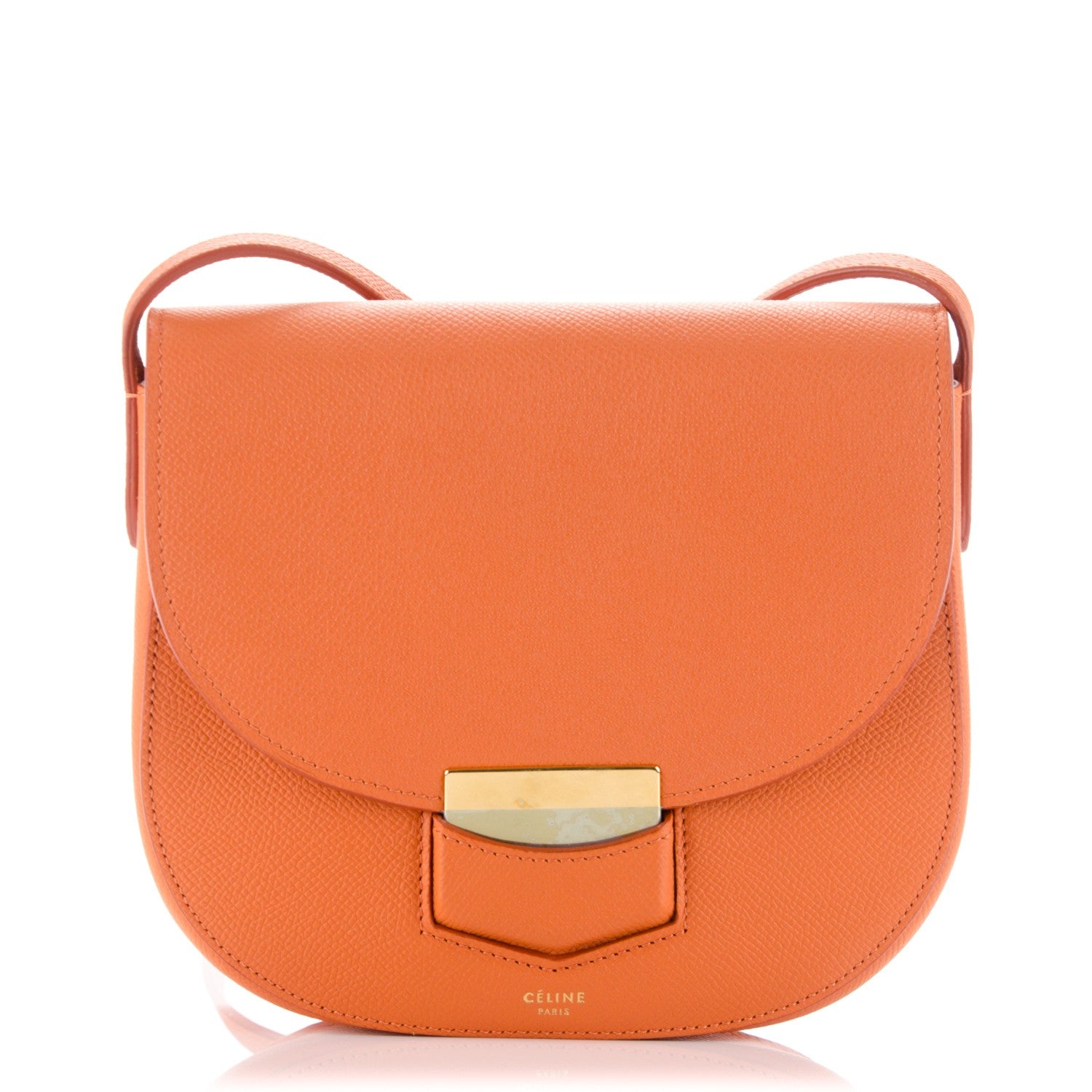 Celine Grained Calfskin Small Trotteur Light Orange 1 of 6