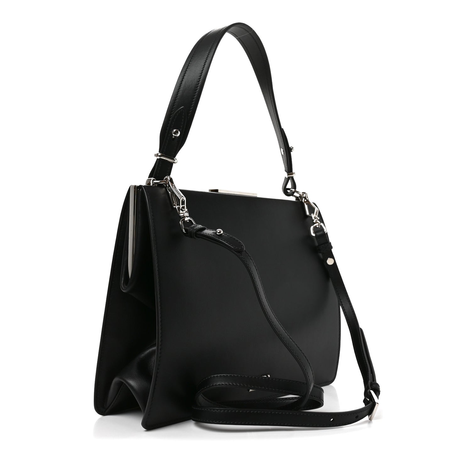City Calfskin Palm Tree Print Light Frame Bag Black Mare