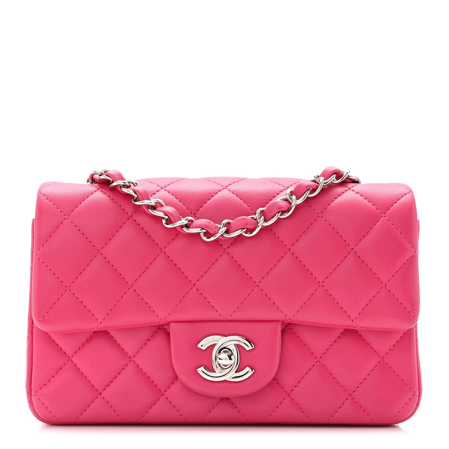 Chanel Lambskin Quilted Mini Rectangular Flap Fuchsia 1 of 10