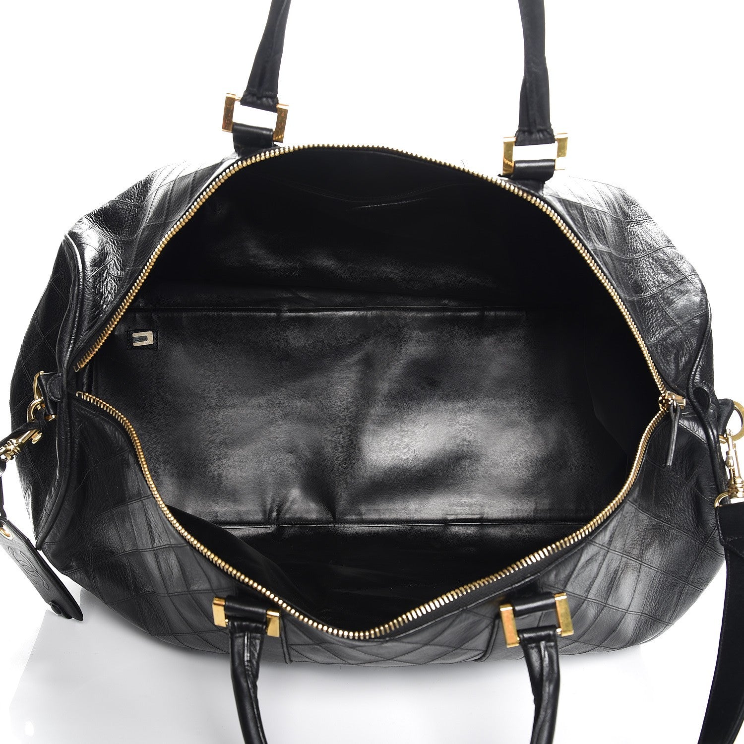 Chanel Calfskin Stitched Duffel Bag Black 6 of 16
