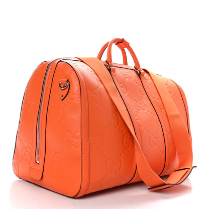 Gucci Piuma Calfskin Jumbo GG Embossed Large Duffle Bag Good Orange 2 of 10