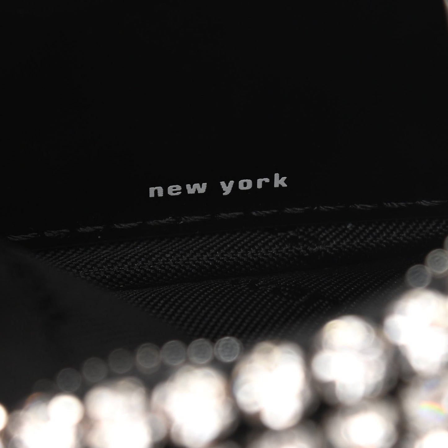 Mesh Crystal Rhinestone Mini Heiress Pouch Black Silver