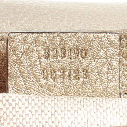 Gucci Metallic Pebbled Calfskin Small Soho Flap Crossbody Golden Beige 7 of 7