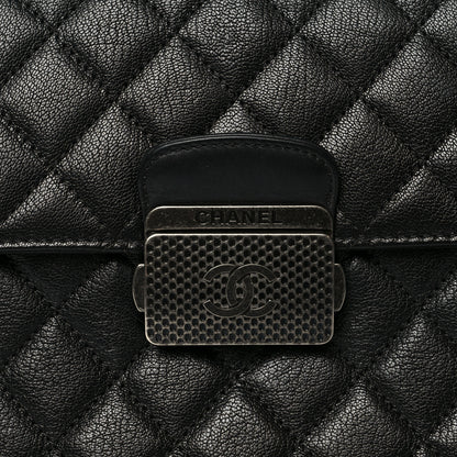 Chanel Goatskin Quilted Small CC University Shopping Tote Black 7 of 10