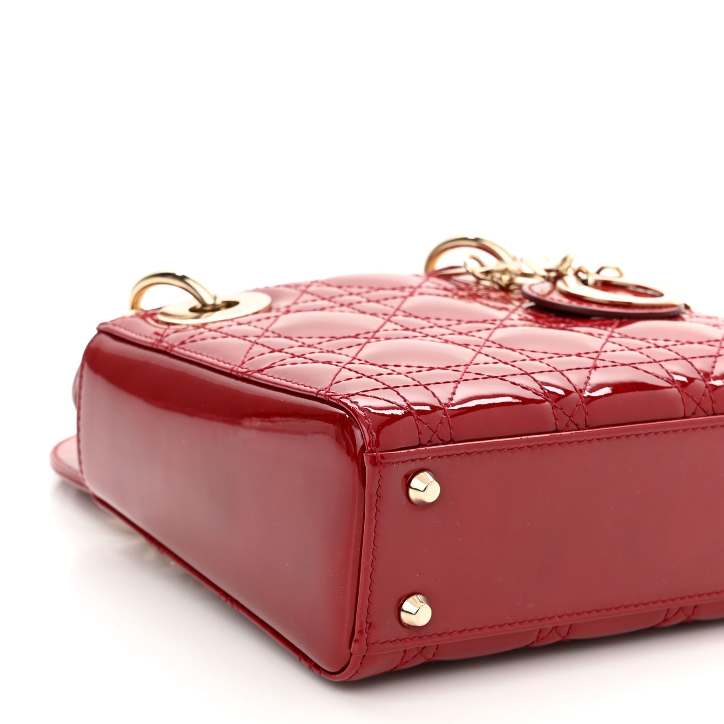 Patent Cannage Mini Lady Dior Red
