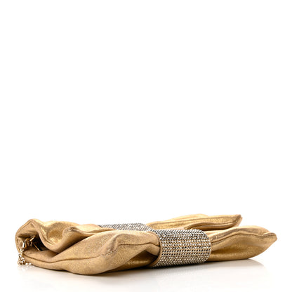 Jimmy Choo Shimmery Sheepskin Crystal Chandra Chain Clutch Gold 4 of 8