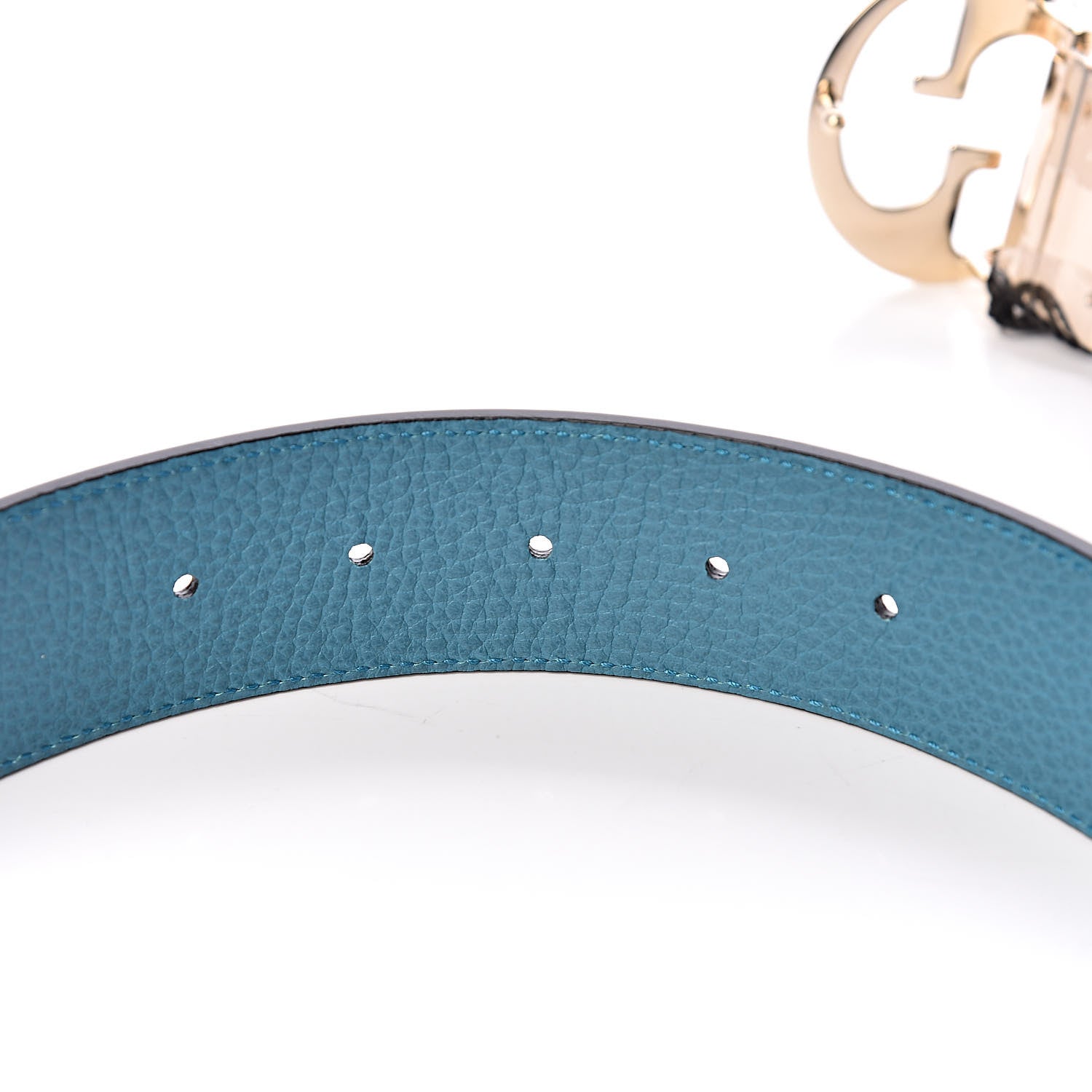 Gucci Dollar Calfskin 1973 Reversible Belt 80 32 Black Deep Cobalt 5 of 6