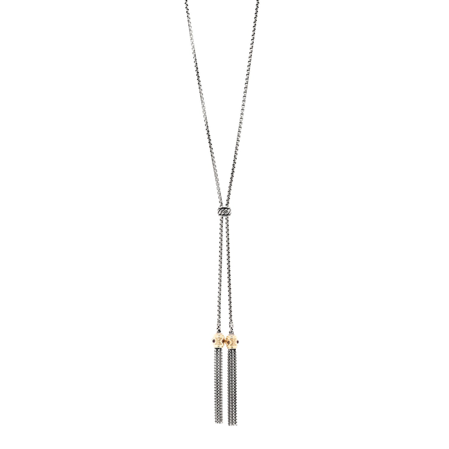 Sterling Silver 14K Yellow Gold Citrine Rhodilite Garnet Renaissance Tassel Necklace
