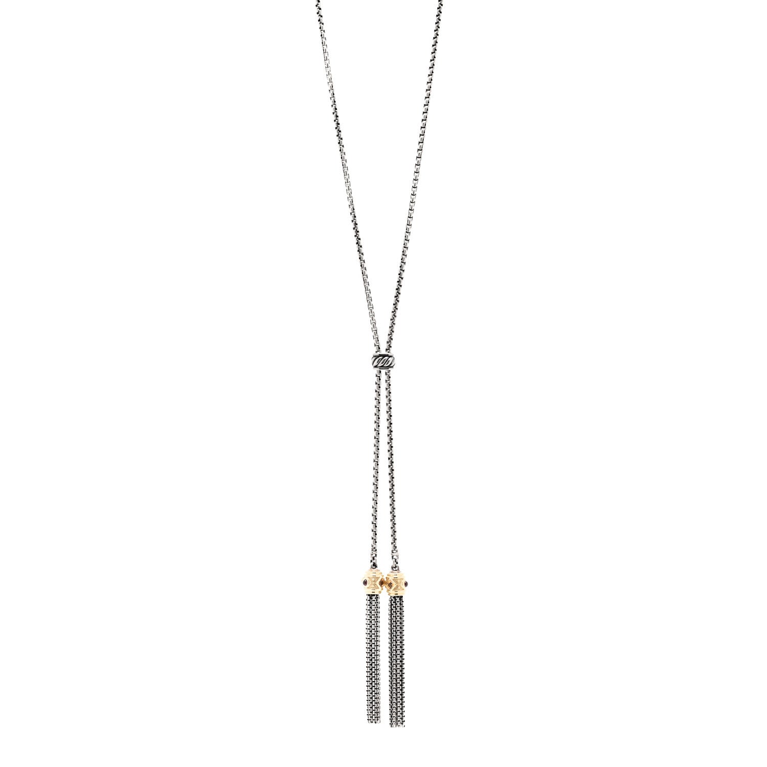 David Yurman Sterling Silver 14K Yellow Gold Citrine Rhodilite Garnet Renaissance Tassel Necklace 1 of 7