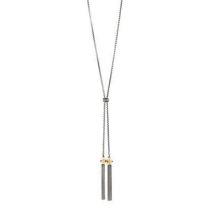 David Yurman Sterling Silver 14K Yellow Gold Citrine Rhodilite Garnet Renaissance Tassel Necklace 1 of 7
