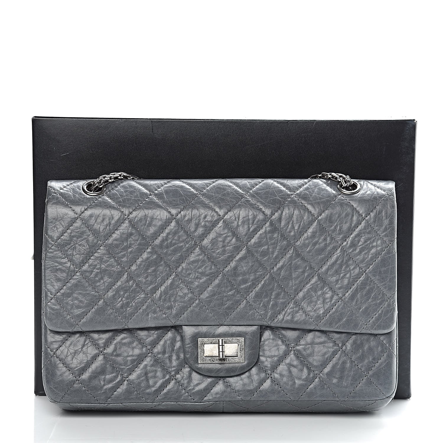 Chanel Aged Calfskin Quilted 50th Anniversary 2.55 Reissue 227 Flap Grey 13 of 13