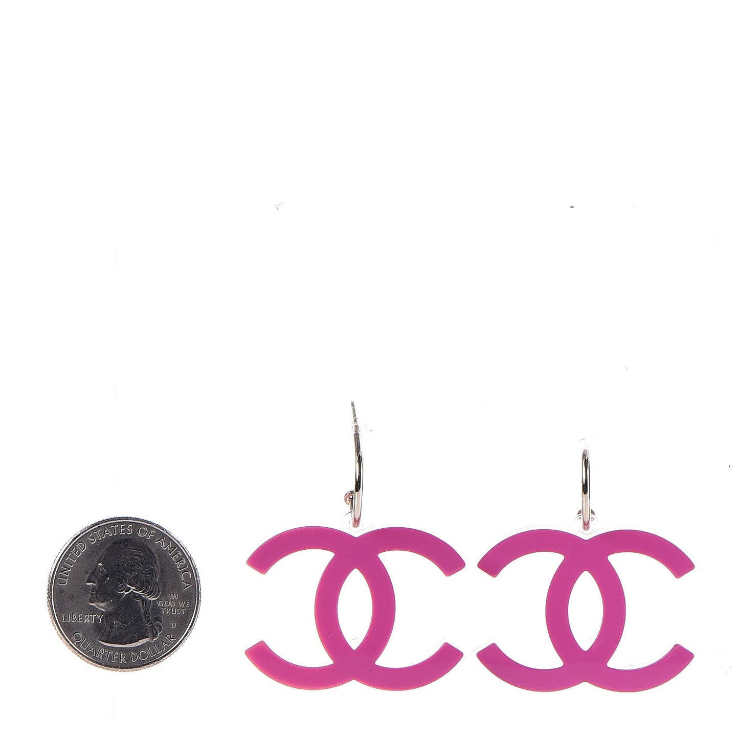 Lucite CC Drop Earrings Pink