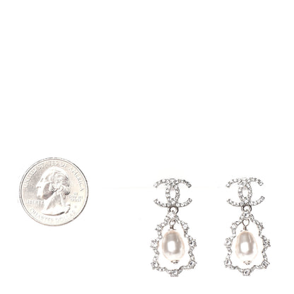 Chanel Crystal Pearl Imperial Bow Earrings Silver 2 of 4
