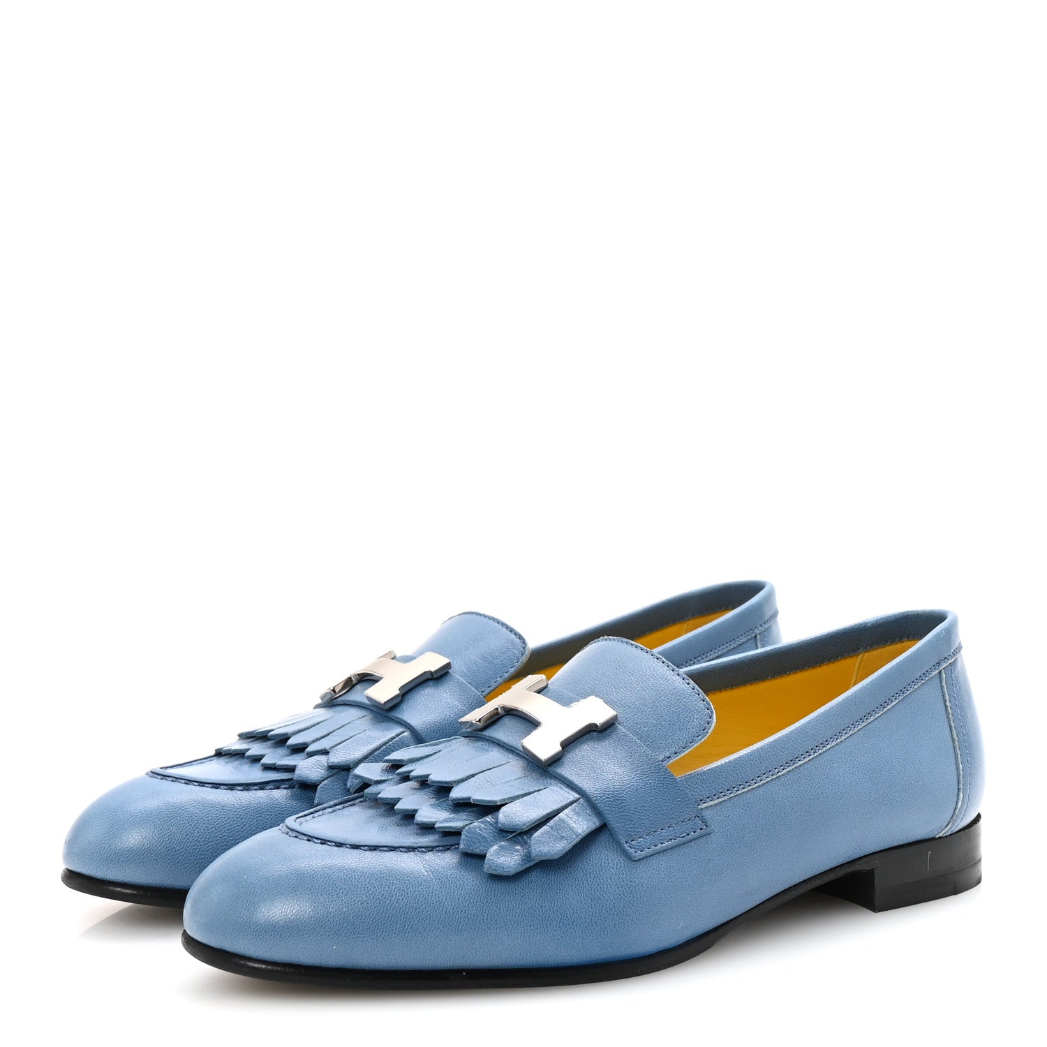 Hermes Goatskin Womens Royal Loafers 35 Bleu Faience 4 of 10