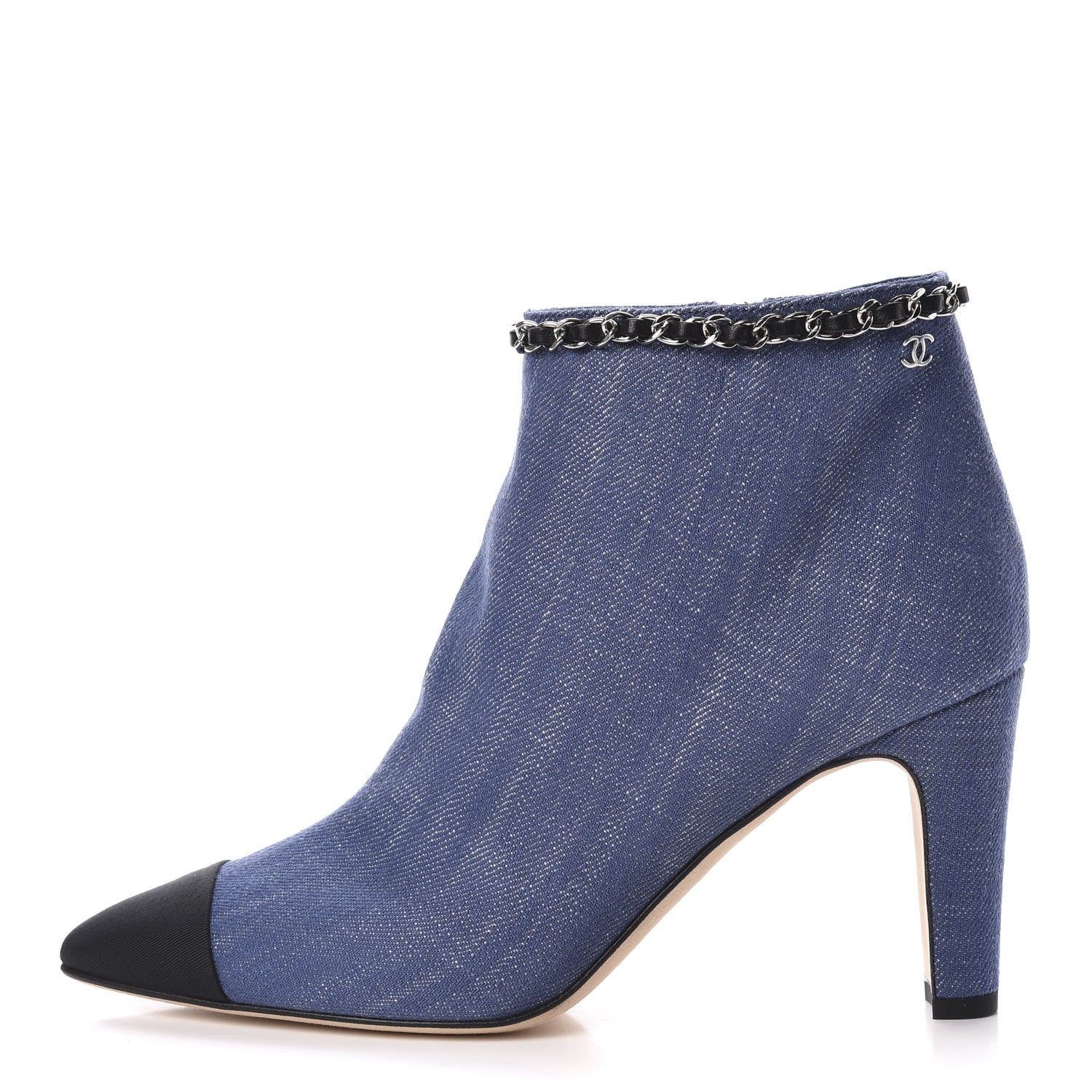 Chanel Denim Grosgrain Cap Toe Short Boots 37 Blue 1 of 9