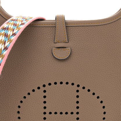 Hermes Taurillon Clemence Amazone Evelyne TPM Beige De Weimar Rose d'Ete White Gold 8 of 10