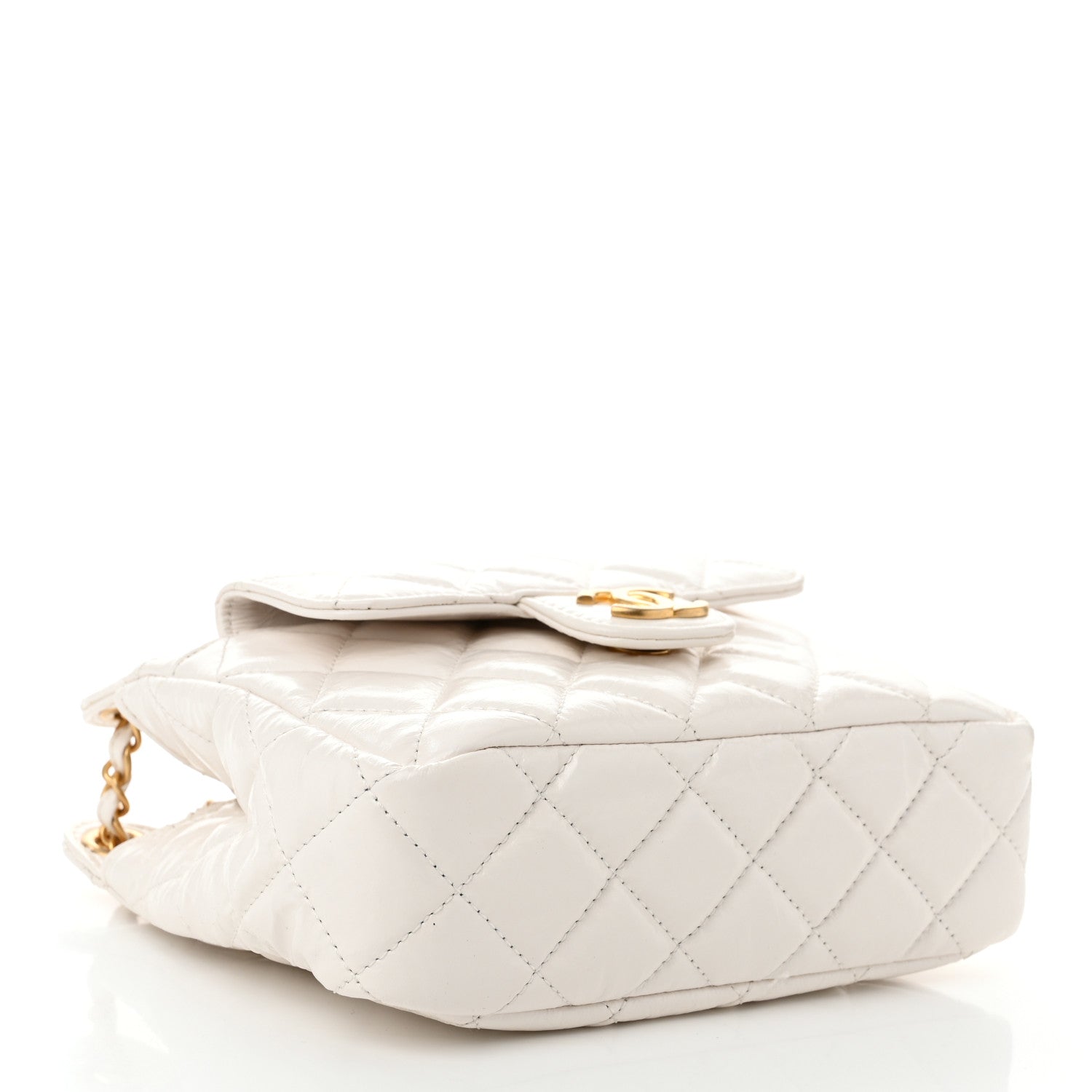 Chanel Shiny Crumpled Calfskin Quilted Small Wavy CC Hobo White 4 of 10