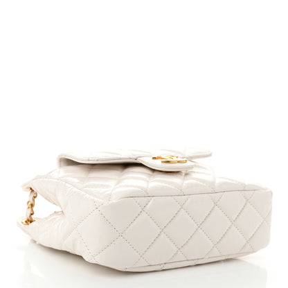 Chanel Shiny Crumpled Calfskin Quilted Small Wavy CC Hobo White 4 of 10