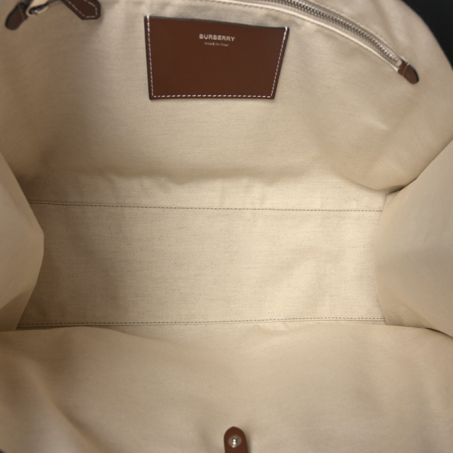 Burberry Canvas Smooth Calfskin Medium Two Tone Freya Tote Black Tan 5 of 8