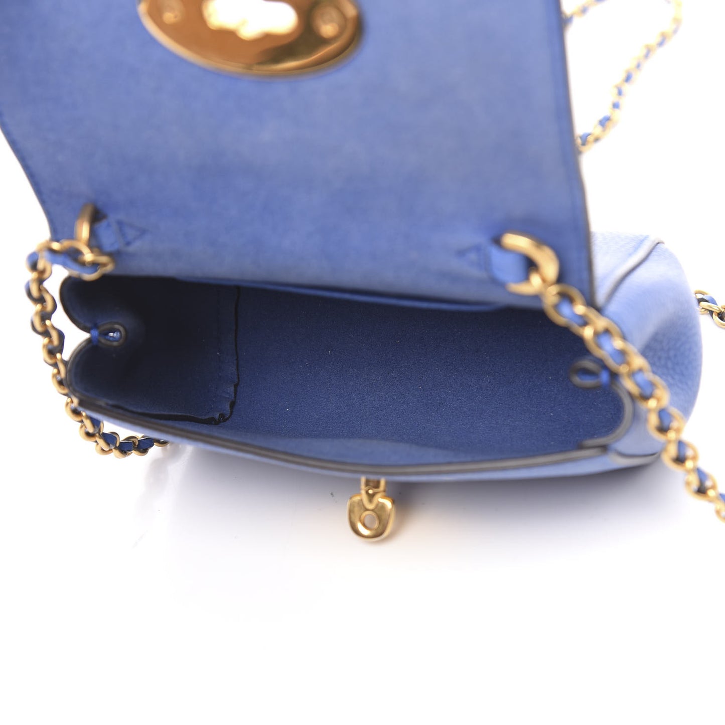 Small Classic Grain Calfskin Mini Lily Porcelain Blue