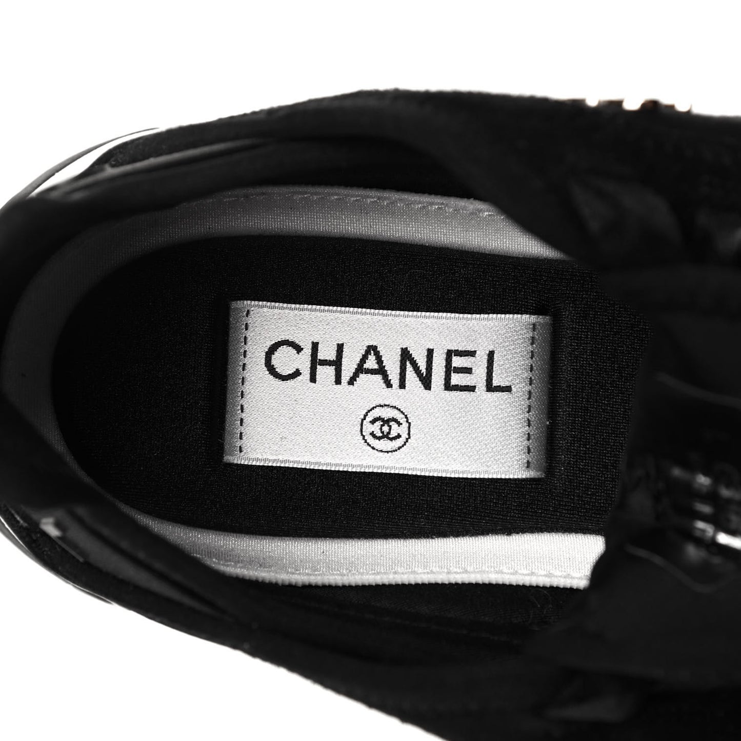 Velvet Calfskin Mixed Fibers CC Sneakers 37 Black