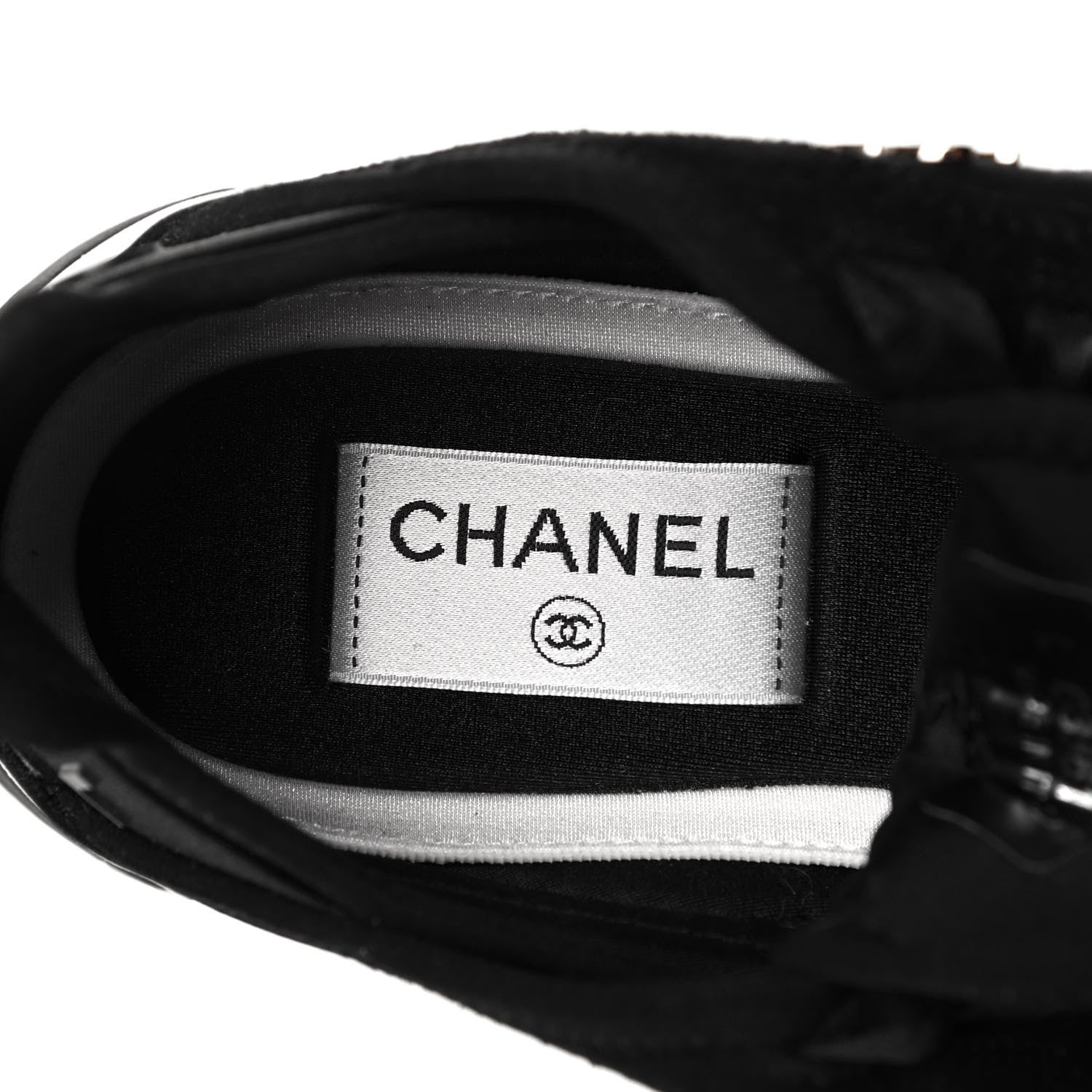 Chanel Velvet Calfskin Mixed Fibers CC Sneakers 37 Black 7 of 8