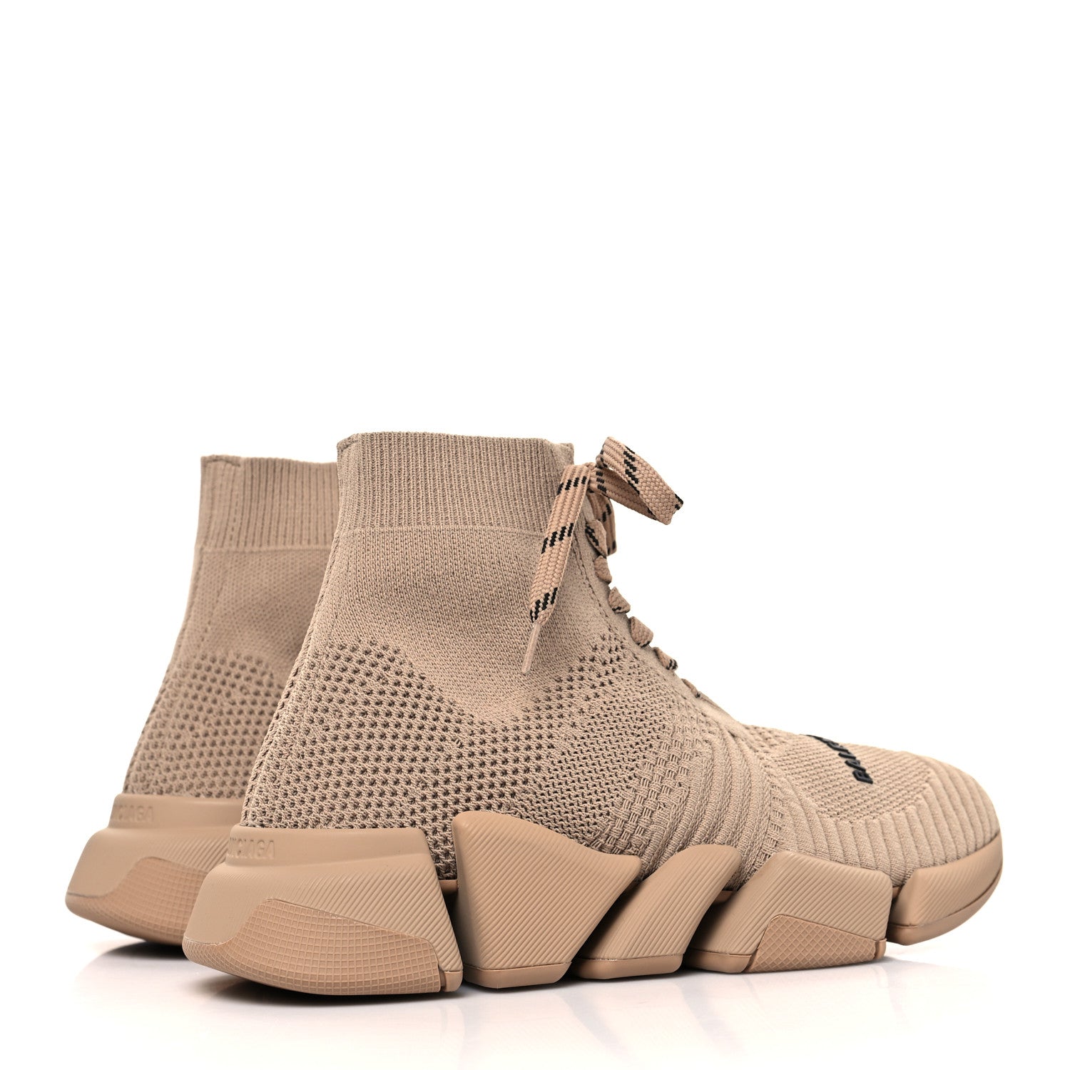 Balenciaga Technical 3D Recycled Knit Womens Speed 2.0 Lace Up Sneakers 36 Monocolor Beige 4 of 7