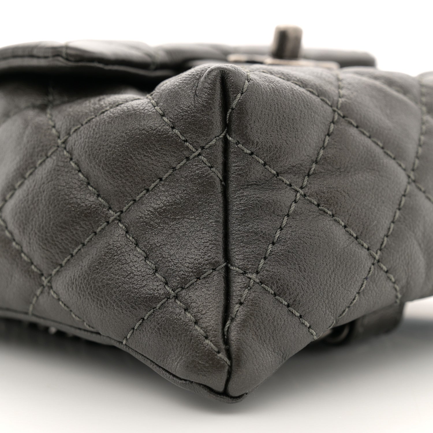 Chanel Metallic Lambskin Quilted Drawstring Backpack Dark Grey 9 of 10