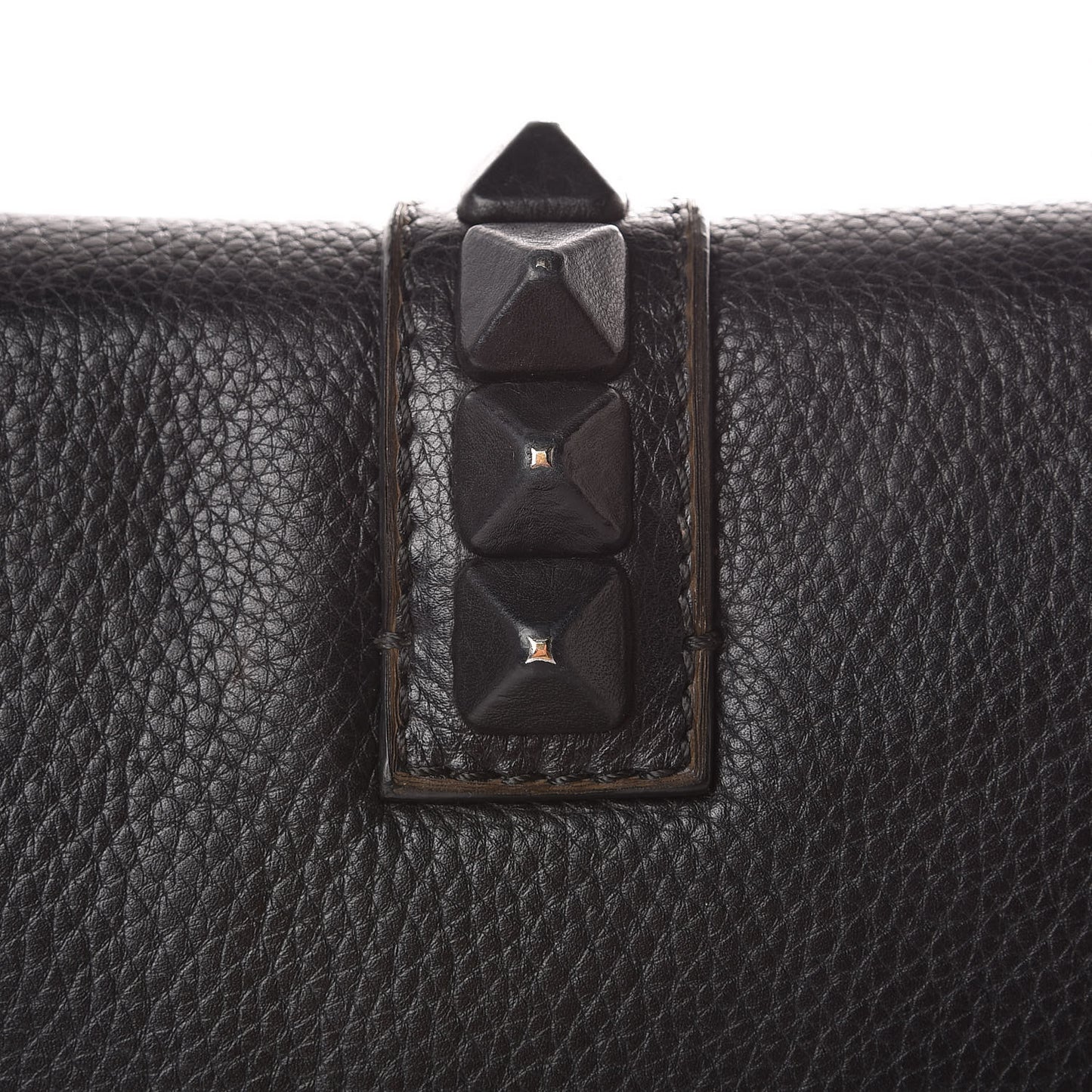 Pebbled Calfskin Medium Glam Lock Rockstud Flap Black