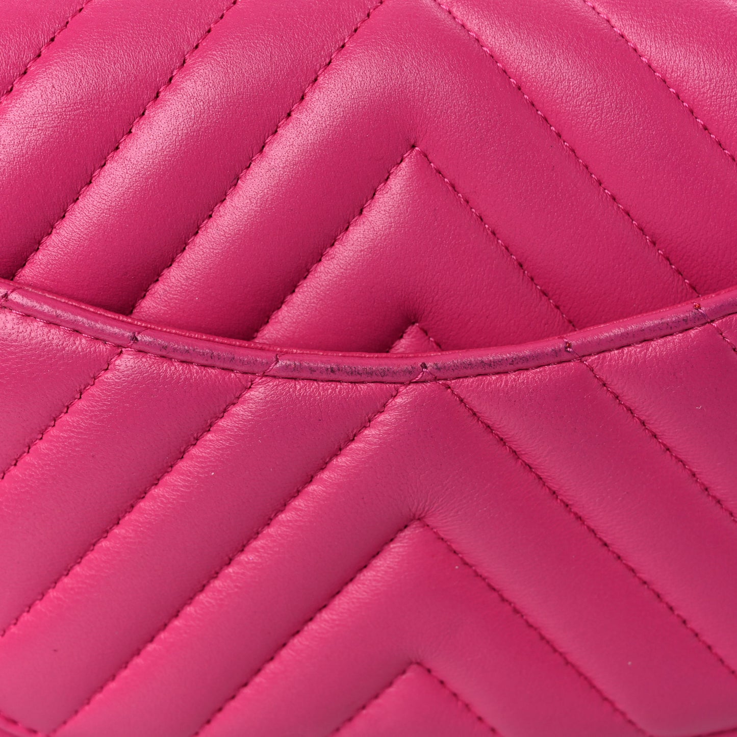Lambskin Chevron Quilted Mini Rectangular Flap Dark Pink