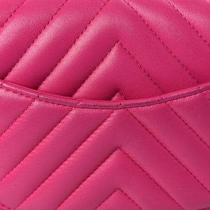 Chanel Lambskin Chevron Quilted Mini Rectangular Flap Dark Pink 13 of 13