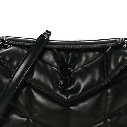 Saint Laurent Lambskin Quilted Monogram Monochrome Small Loulou Puffer Chain Satchel Black 8 of 10