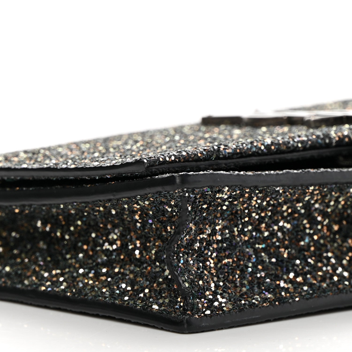 Saint Laurent Metallic Glitter Classic Monogram Kate Tassel Chain Wallet Gun Metal Black 9 of 13